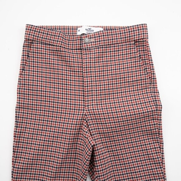 HOLLISTER Ultra High Rise red navy gingham plaid stretch pants size M - Picture 5 of 8